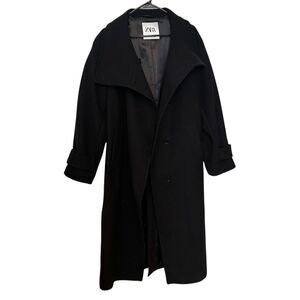 Zara Women’s Oversized Wool Blend Coat Size L Black